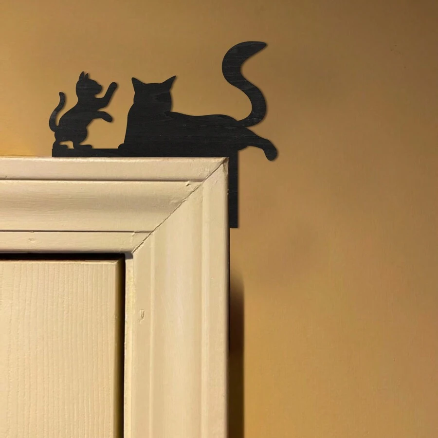 【全季節適用】有創意的貓與老鼠主題木製門框裝飾,適用於兒童房間門,窗,角落的藝術裝飾