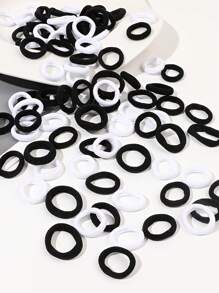 50pcs/100pcs Mini Black & White Elastic Hair Ties, Simple Solid Color Hair Accessories For Women,Ponytail,Hair Elastics,Hair Rope Ponytail Holders - Multicolor - View 5