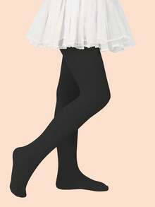 3雙女童天鵝絨純色長襪褲襪,女童洋裝舞蹈絲襪芭蕾舞蹈襪 - 彩色 - 查看 2