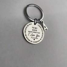 1 件 SON 首字母 A-Z 吊坠钥匙圈圆形不锈钢激光雕刻爱心个性化钥匙扣，适合儿子或女儿 - 完美的返校生日或圣诞节礼物汽车配件可爱哥特 Y2k - 兒子 - 查看 3