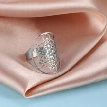 suteyi 大天使米卡勒不銹鋼可調整戒指所羅門珠寶卡巴拉秘密花園幾何形狀 - 銀色 - 查看 1