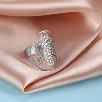 suteyi Archangel Metatron Stainless Steel Rings Resizable Solomon Jewelry The Secrets Of The Kabbalists Garden Geometric