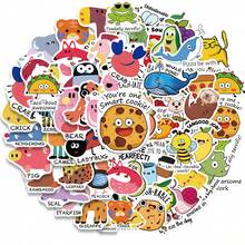 100入組可愛動物幽默老師貼紙-有趣的課堂補給品和如廁訓練激勵!防水塗鴉貼紙,適用於摩托車、筆記型電腦、頭盔、桌面貼紙等 - 彩色 - 查看 2