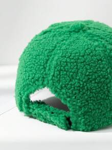 1pc Unisex C Letter Decor Soft Plush Baseball Cap Warm Hat For Daily Wear Cute - Green - View 3