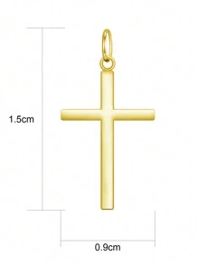 Vòng cổ mặt dây chuyền thánh giá bề mặt nhẵn bằng bạc 925 dành cho nữ, phong cách tối giản, bộ phận làm trang sức tự làm, hiển thị ánh sáng trung thực, hoàn hảo để đeo cho cả nam và nữ, quà tặng trang sức cao cấp - Vàng - Xem 6