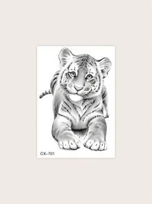 1 件可水洗臨時紋身貼,帶有可愛的臥虎設計 Pvc 材料,防水防汗,適合時尚人士日常使用 - 黑色 - 查看 3