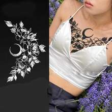 Pegatina De Tatuaje De Mariposa Y Flor Simple De Estilo Blanco Y Negro - Multicolor - Ver 5