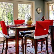 6 chiếc mũ ông già Noel trang trí ghế cho bàn trang trí Giáng sinh năm mới cho gia đình quà tặng Giáng sinh - Đỏ - Xem 8