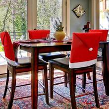 6 chiếc mũ ông già Noel trang trí ghế cho bàn trang trí Giáng sinh năm mới cho gia đình quà tặng Giáng sinh - Đỏ - Xem 4