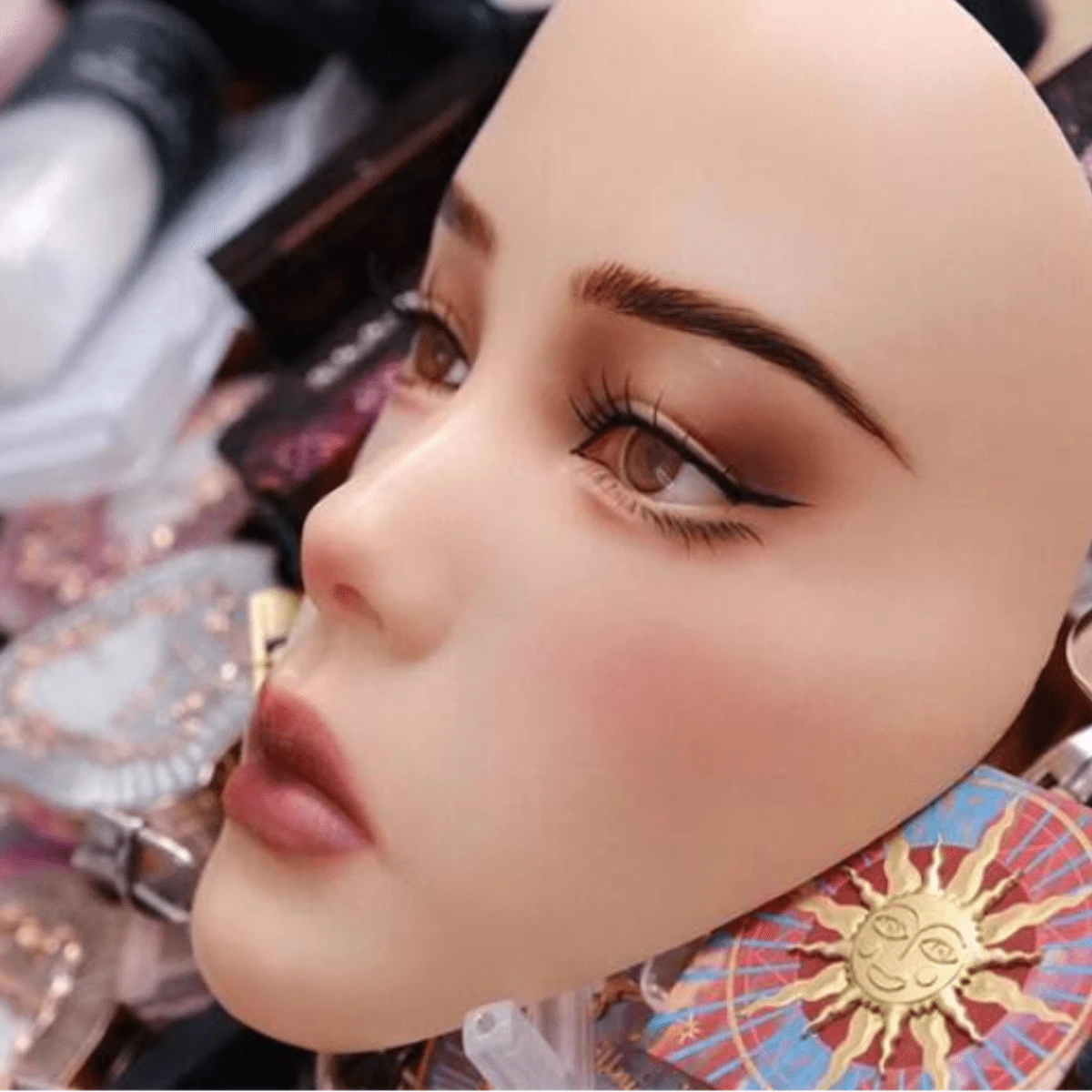 Maniquí Cabeza Para Practica De Pestañas, Microblading y Maquillaje - Multicolor - Ver 1