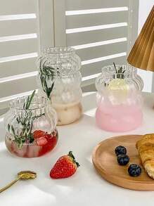 1pc Glass Cup, Minimalist Clear Drinking Cup For Home - Clear - View 2