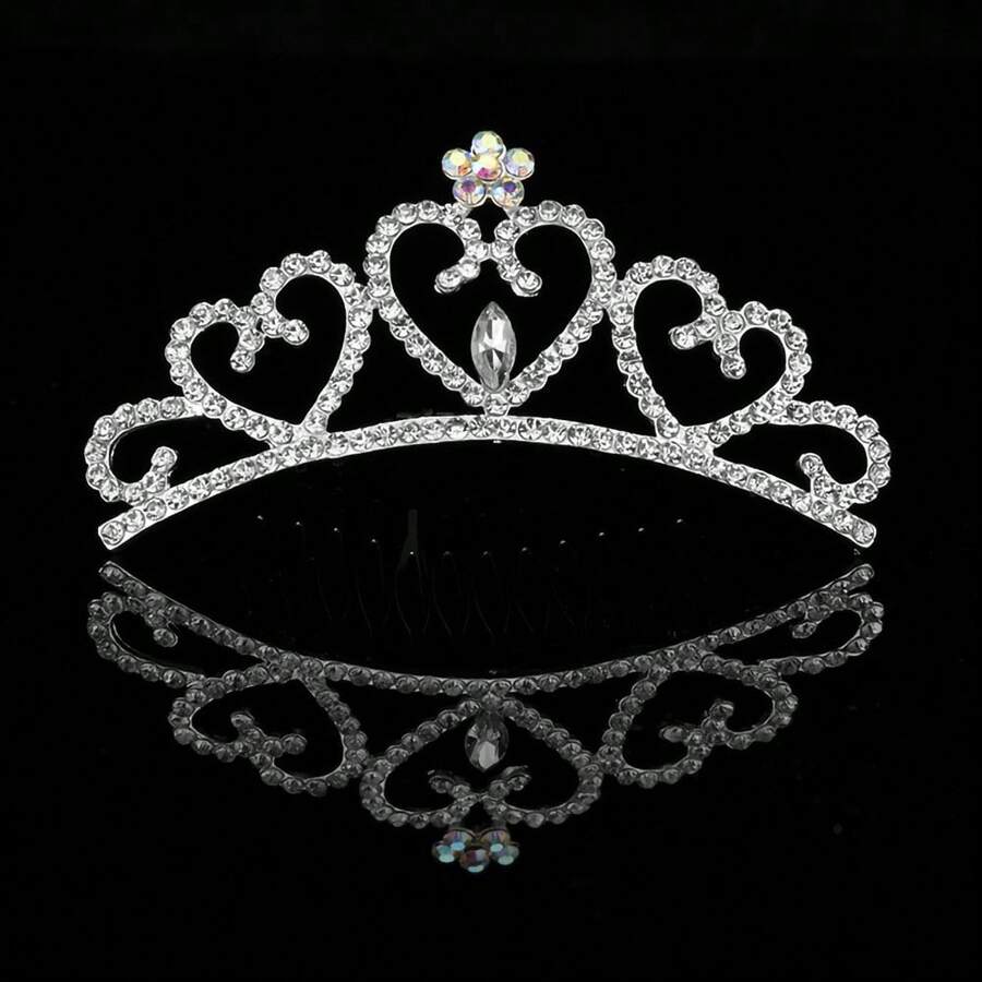 1入組銀色新娘頭飾帶,帶有鑽石裝飾,適合流行女性在正式場合或派對上使用