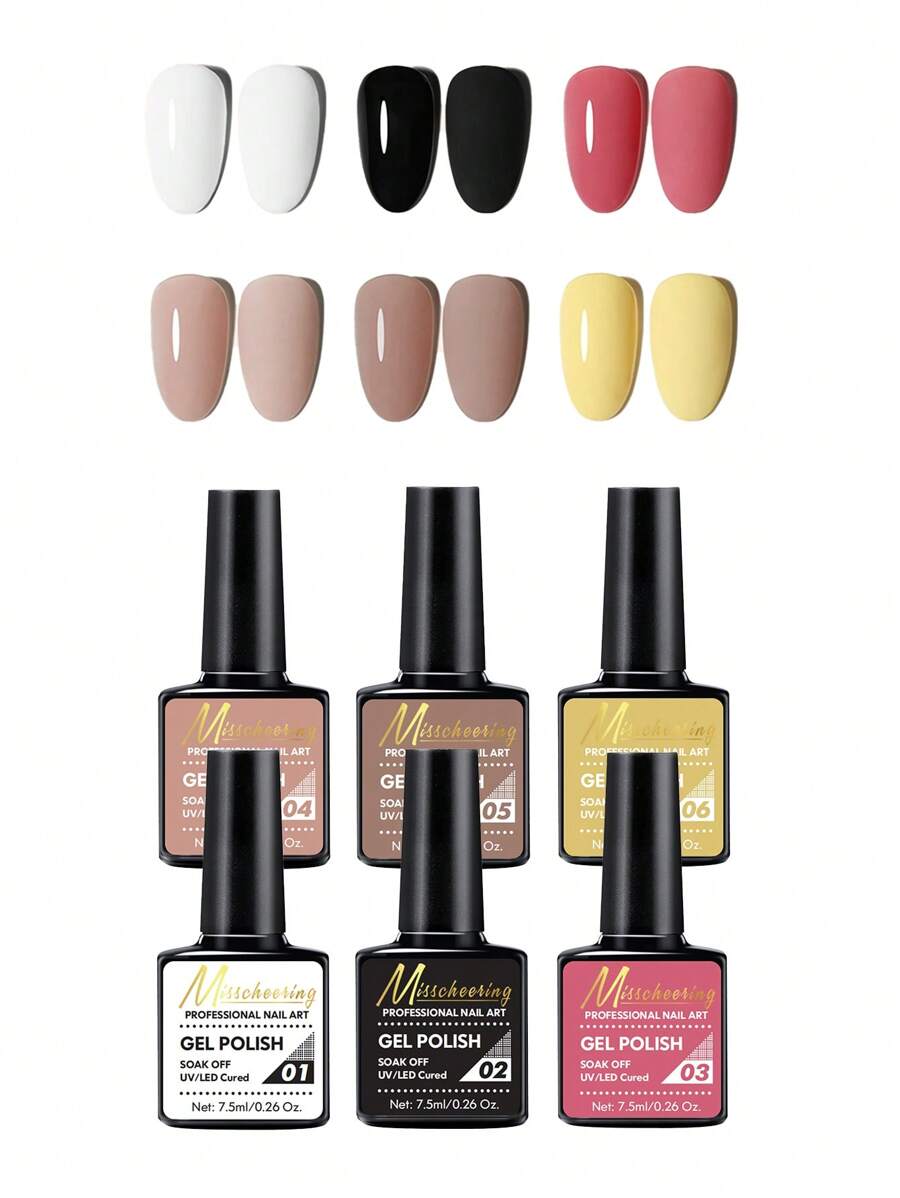 MISS CHEERING 6 Piece Nail Lacquer Set - Premium Manicure Tools, Vibrant Nail Polishes, Professional Gel Manicure, Home Gel Manicure Set, Complete Manicure Set, Includes Phototherapy Gel, Nail Polish Long Lasting Nail Glue - White - View 1