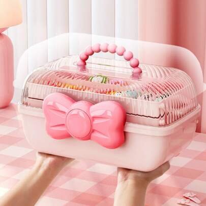 1入組塑料收納盒,適用於存放頭髮飾品、手鐲項鍊等,多功能組織藝術工具盒,透明蓋和多重蝴蝶形狀禮品盒適用於派對