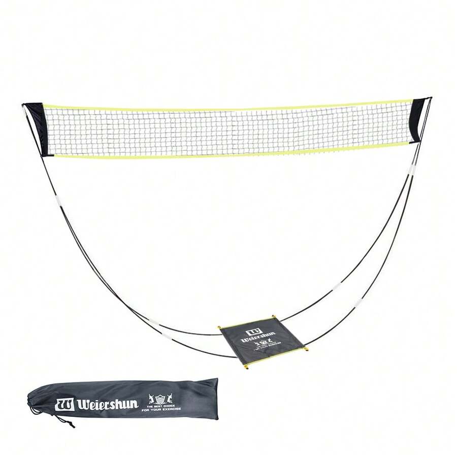 Portable Badminton Net with Stand Carry Bag, Folding Volleyball Tennis Badminton Net – Easy Setup for for Outdoor/Indoor Court, Backyard, No Tools or Stakes Required - 白色 - 查看 1
