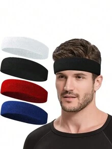 1 件裝吸汗運動頭帶,適合跑步、健身、瑜伽 - 黑色 - 查看 5