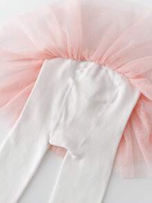 1 Par Calzones Apretados Con Decoración De Encaje Para Bebé,para Otoño Y Primavera - Rosa - Ver 5