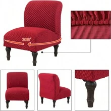 Christmas Armless Accent Chair Cover Xmas Stretch Chair Slipcover Soft Slipper Chair Covers Christmas Decoration Furniture Protector Covers For Living Dining Room Hotel Armless Accent Chair Cover Stretch Accent Chair Slipcover Xmas Decora - Đỏ - Xem 8