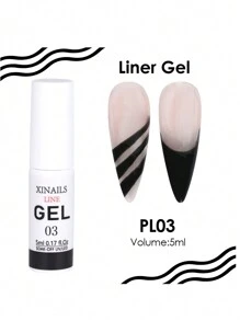 2支装法式美甲凝胶，5毫升白色黑色法式美甲设计超细刷头DIY线条涂鸦绘画凝胶指甲油抽象线条绘画美甲工具 - 黑與白 - 查看 4