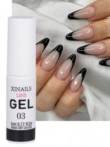 2支装法式美甲凝胶，5毫升白色黑色法式美甲设计超细刷头DIY线条涂鸦绘画凝胶指甲油抽象线条绘画美甲工具 - 黑與白 - 查看 2