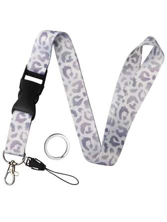 1 pieza Cordón de cuello de liberación rápida para llaves, llavero, cordón de leopardo para maestros para mujeres y hombres, cordón para teléfono con hebilla de liberación rápida para tarjeta de identificación, billetera, accesorios de coche, dije de bolso, accesorios escolares, gótico lindo Y2k