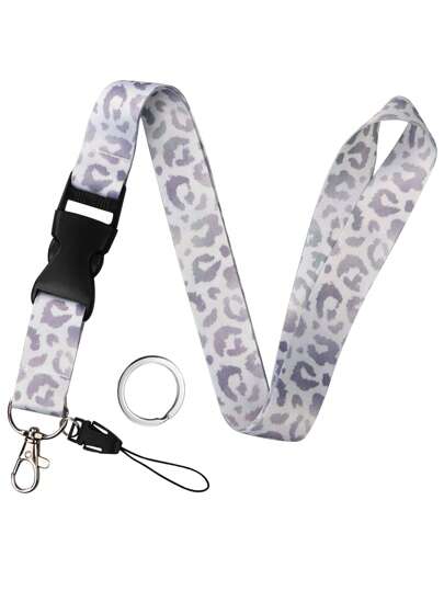 1 pieza Cordón de cuello desmontable, adecuado para llaves, llaveros, cordón de profesor con estampado de leopardo (unisex), cordón de teléfono, con hebilla de liberación rápida, puede colgar tarjetas de identificación, carteras. Accesorios de coche, encanto de bolso, estilo campus gótico Y2K lindo