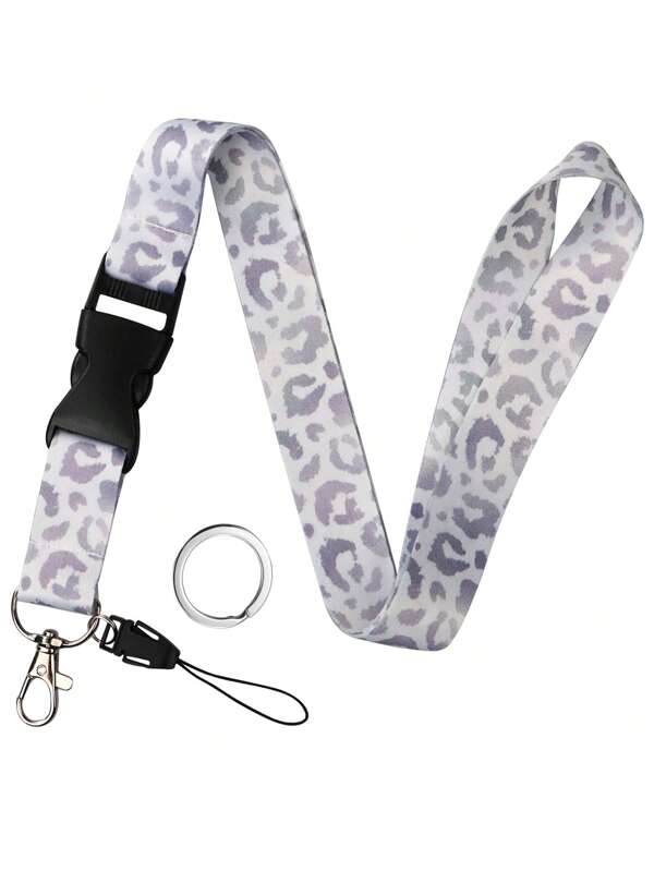 1 pieza Cordón de liberación rápida para el cuello para llaves, llavero, cordón de leopardo para maestros mujeres y hombres, cordón para teléfono con hebilla de liberación rápida para tarjeta de identificación, billetera, accesorios de coche, dije de bolso, escolar