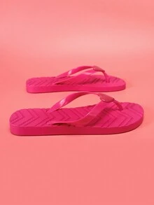 2025 Summer New Arrival Heart Shaped Flip Flops, Flat Beach Thong Sandals, Couples Casual Vacation Slippers - Hot Pink - View 6