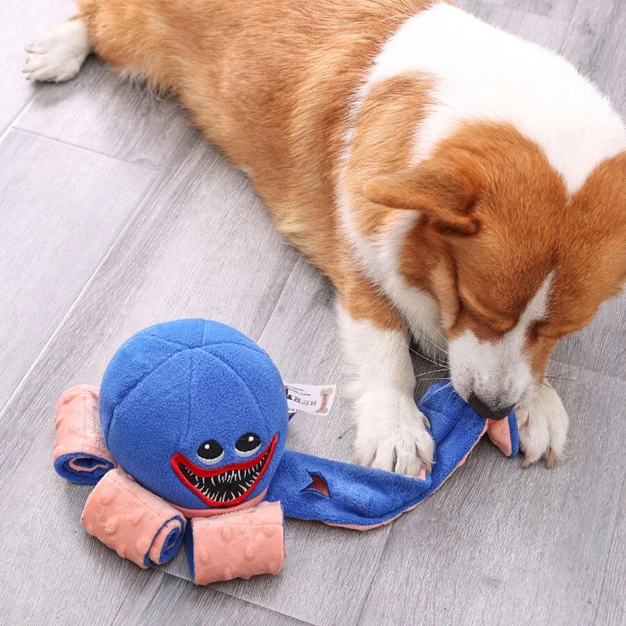 1 件装宠物玩具章鱼形状慢速喂食器拼图嗅探垫咀嚼玩具 - 藍色 - 查看 1