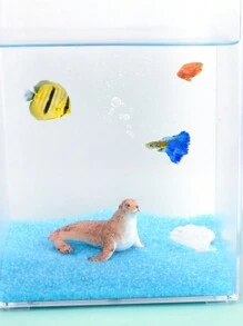 1入組pvc北極海豹&海象&海獅&海豹造型水族箱裝飾,帶有北極熊&北極風景,逼真設計