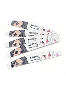 NailShine 10支装新月形100/180目木质指甲锉，适用于美甲和美容 - 彩色 - 查看 4