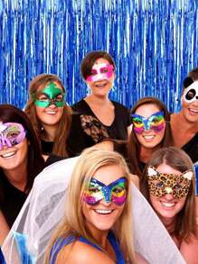 3包2*1公尺主題派對裝飾雨絲綢幕布、氣球、穗帶生日慶祝背景裝飾