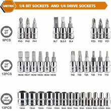 46pcs 1/4 Inch Socket Ratchet Wrench Set With Metric Drill Socket And Extension Bar, For Car Repair And Household Use, With Storage Box