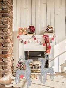 1PC 36cm/14.17in Con nai Giáng sinh nhân tạo lấp lánh dùng để trang trí Giáng sinh, trang trí bàn lò sưởi, quà tặng tốt nhất - hươu giáng sinh bạc - Xem 8