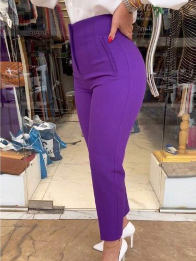 ladies purple dress pants Indochino Women's Custom Milano Plum Purple Pants