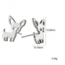 1 對女可愛不鏽鋼獨角獸、無尾熊、鹿、松鼠、狗形耳環、浪漫聖誕禮物、創意動物設計、冬季幸運珠寶
