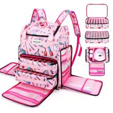 SAVILAND Nail Polish Organizer Bag: Waterproof Nail Polish Organizer Case Holds 80 Bottles & Nail Lamp, Large Nail Organizers And Storage Bag Nail Polish Travel Case Backpack Organizer For Nail Supply - 粉色 - 查看 1
