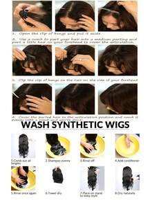 抗熱合成空氣瀏海女士自然短黑棕色劉海假髮夾片(黑棕色)可用於接髮