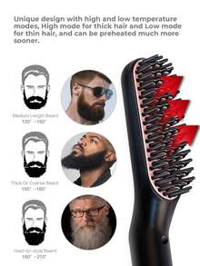 Peine De Enderezamiento Y Estilo De Barba Y Cabello Para Hombres - Negro - Ver 4
