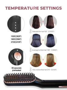 Peine De Enderezamiento Y Estilo De Barba Y Cabello Para Hombres - Negro - Ver 5