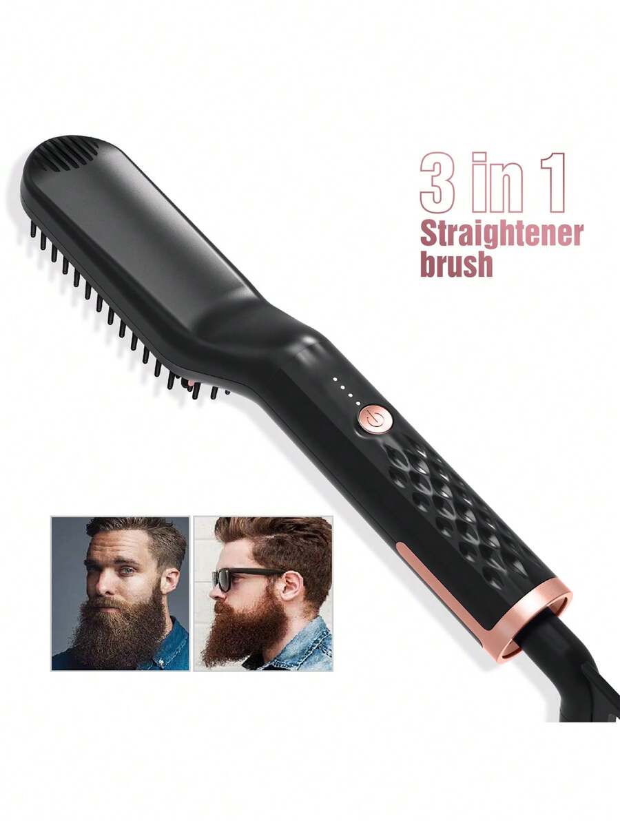 Peine De Enderezamiento Y Estilo De Barba Y Cabello Para Hombres - Negro - Ver 1