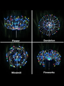 LED太阳能烟花灯、圣诞草坪小路灯、户外庭院装饰灯串、户外花园小路、庭院、露台照明 - 彩色 - 查看 4