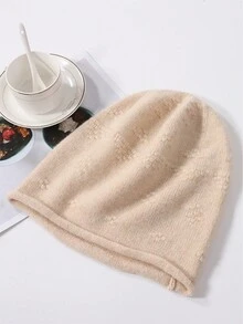 1入女士100%羊毛針織頭帶帽,保暖、柔軟、舒適、復古,適用於秋冬日常穿著