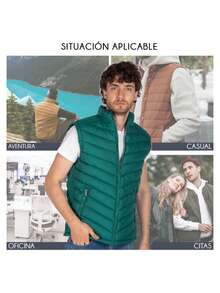 Chaleco para Hombre Capitonado Ligero Diferentes colores Chaleco Liso Estilo Casual Básico Con Cierre - Verde - Ver 5