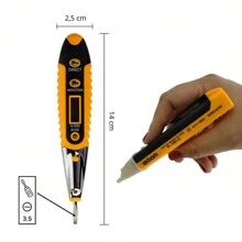 Kit Caneta Detectora D/tensão E Voltímetro Medidor D/tensão - Amarelo - Visão 5