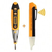 Kit Caneta Detectora D/tensão E Voltímetro Medidor D/tensão - Amarelo - Visão 1