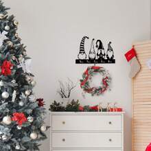 黑色聖誕主題金屬掛鉤帶有5個掛鉤,非常適合鑰匙,毛巾,牽繩和其他家居配件,適用於廚房,浴室,車庫等