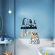 黑色聖誕主題金屬掛鉤帶有5個掛鉤,非常適合鑰匙,毛巾,牽繩和其他家居配件,適用於廚房,浴室,車庫等