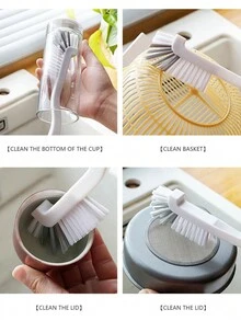 2入組廚房清潔刷洗杯刷牆壁刷打蟹專用刷長柄小刷子 - 白色 - 查看 3