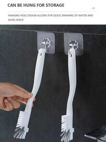 2入組廚房清潔刷洗杯刷牆壁刷打蟹專用刷長柄小刷子 - 白色 - 查看 4